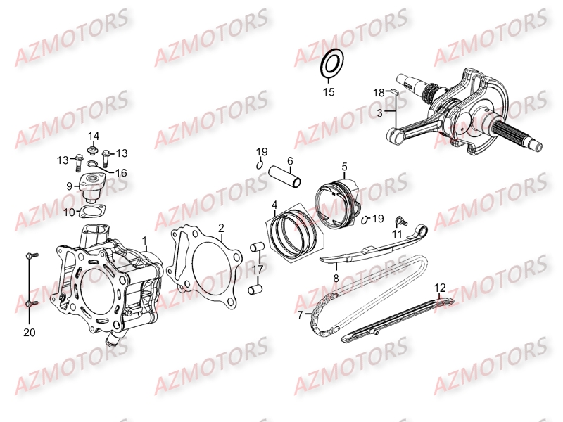 Cylindre Piston KYMCO Pièces Scooter Kymco DINK STREET 300 I ABS EURO III[AVEC WARNING]

