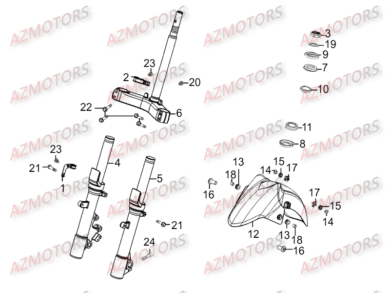 Fourche KYMCO Pièces Scooter Kymco DINK STREET 300 I ABS EURO III[AVEC WARNING]

