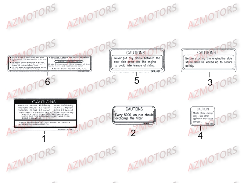 LABELS DE SECURITE KYMCO DINK STREET 300 WARN