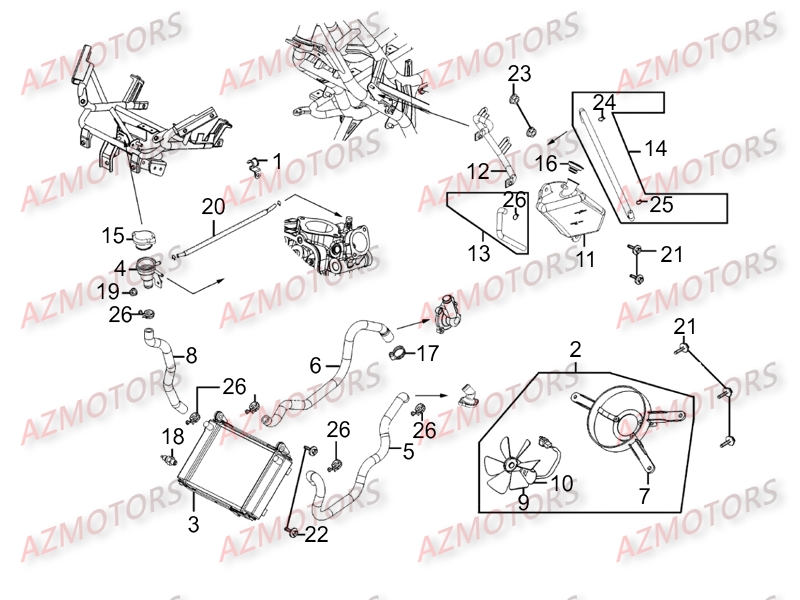 Refroidissement KYMCO Pièces Scooter Kymco DINK STREET 300 I ABS EURO III[AVEC WARNING]

