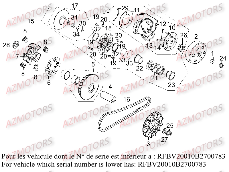 Variateur Serie Inf A Xxb2700783 KYMCO Pièces Scooter Kymco DINK STREET 300 I ABS EURO III[AVEC WARNING]

