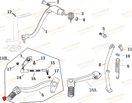 Bequille AZMOTORS Pièces Moto DIRTY RIDER 50cc