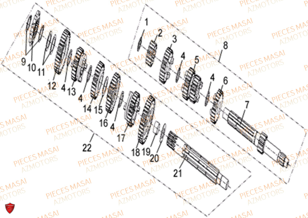 Boite De Vitesses MASAI Pièces Moto DIRTY RIDER 50cc