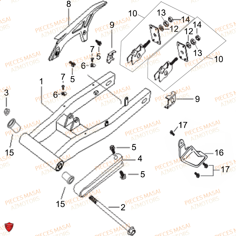 Bras Oscillant AZMOTORS Pièces Moto DIRTY RIDER 50cc