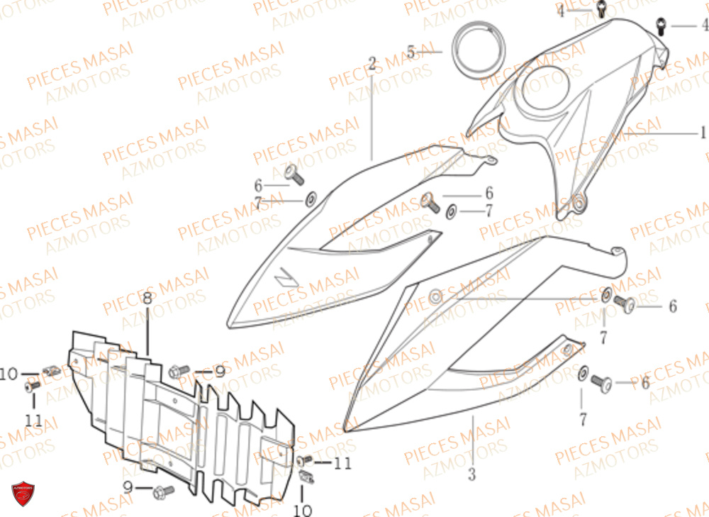 Caches Avant MASAI Pièces Moto DIRTY RIDER 50cc