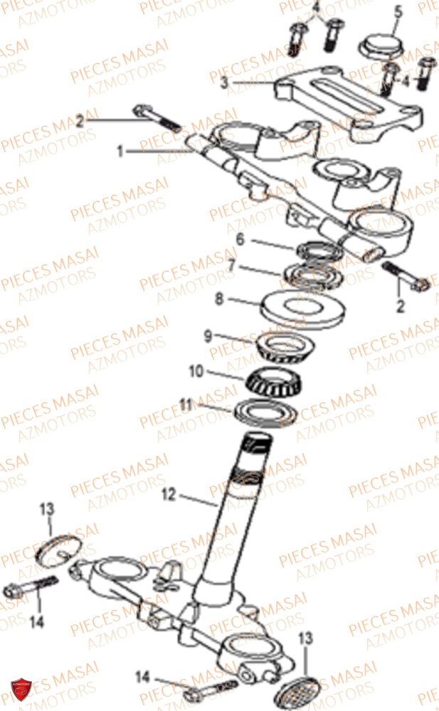 Colonne De Direction MASAI Pièces Moto DIRTY RIDER 50cc