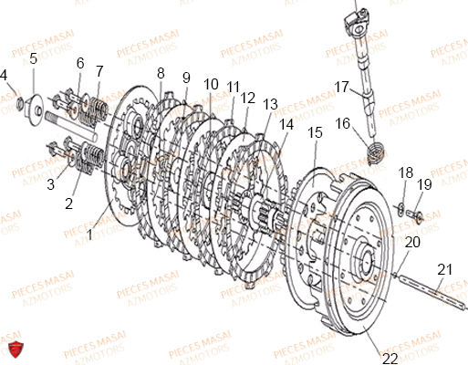 Embrayage AZMOTORS Pièces Moto DIRTY RIDER 50cc