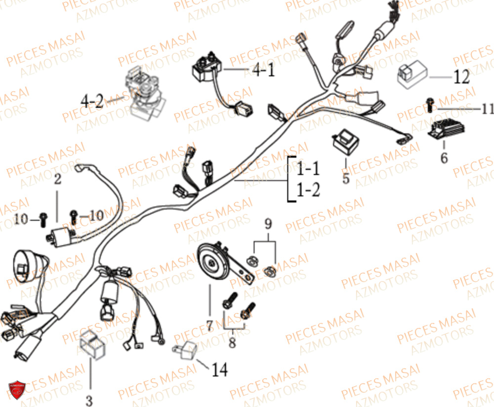 Ensemble Electrique MASAI Pièces Moto DIRTY RIDER 50cc
