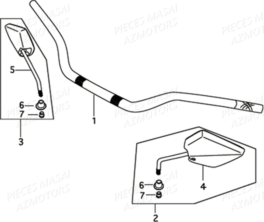 GUIDON RETROVISEURS AZMOTORS DIRTY RIDER 50