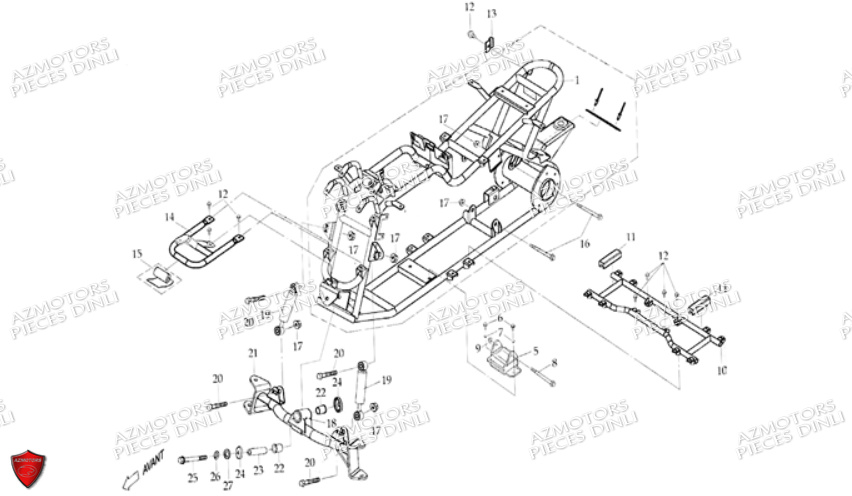 Cadre Suspension Avant DINLI Pièces Quad DL502