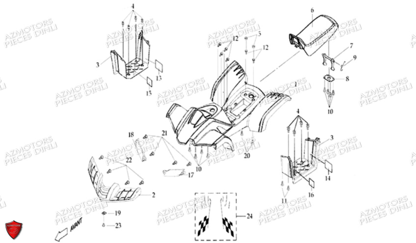Ensemble Carrosserie Selle DINLI Pièces Quad DL502