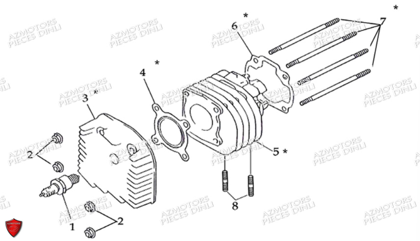 Ensemble Culasse Et Cylindre DINLI Pièces Quad DL502