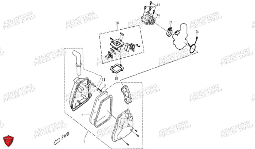 ENSEMBLE FILTRE A AIR PIPE D ADMISSION DINLI DL502