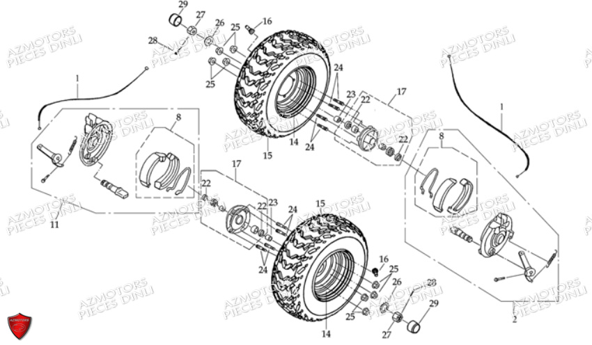 Ensemble Roues Avant DINLI Pièces Quad DL502