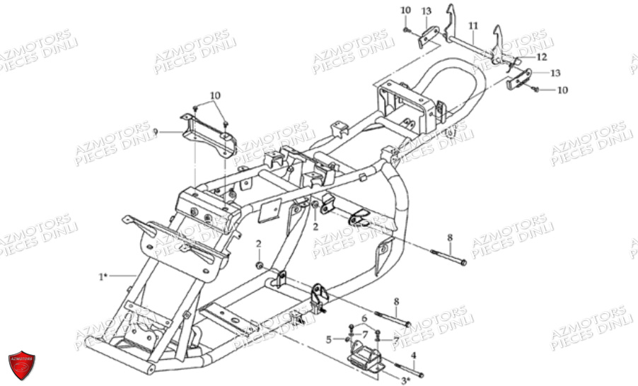 Cadre DINLI Pièces Quad DL601 100cc