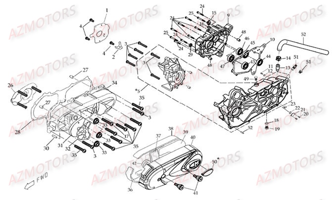 CARTER BAS MOTEUR MARCHE AV AZMOTORS DL601 100CC