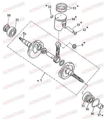 EMBIELLAGE PISTON AZMOTORS DL601 100CC