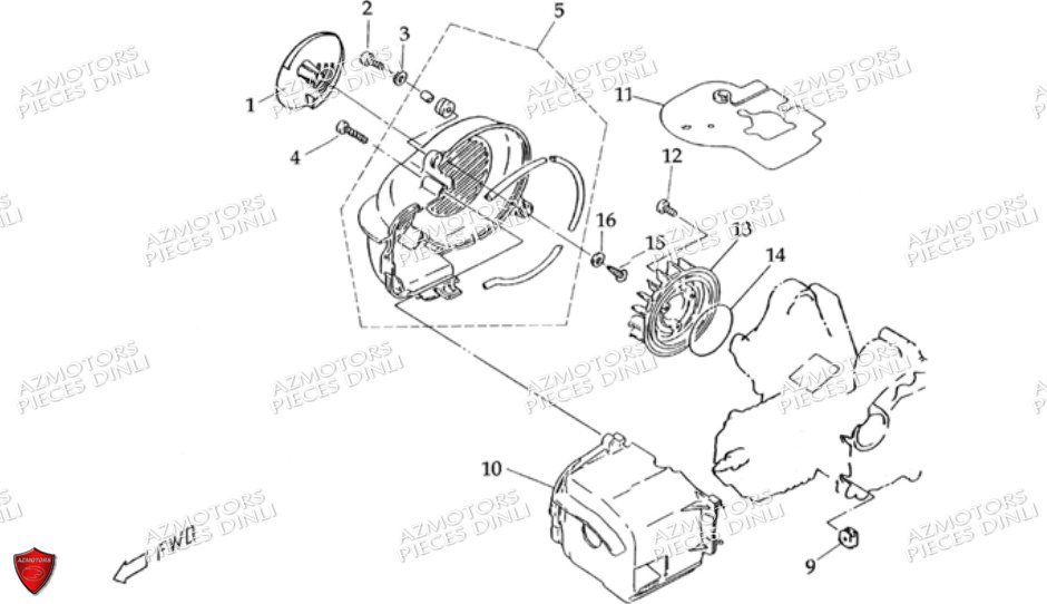 Ensemble Carter De Refroidissement DINLI Pièces Quad DL601 100cc