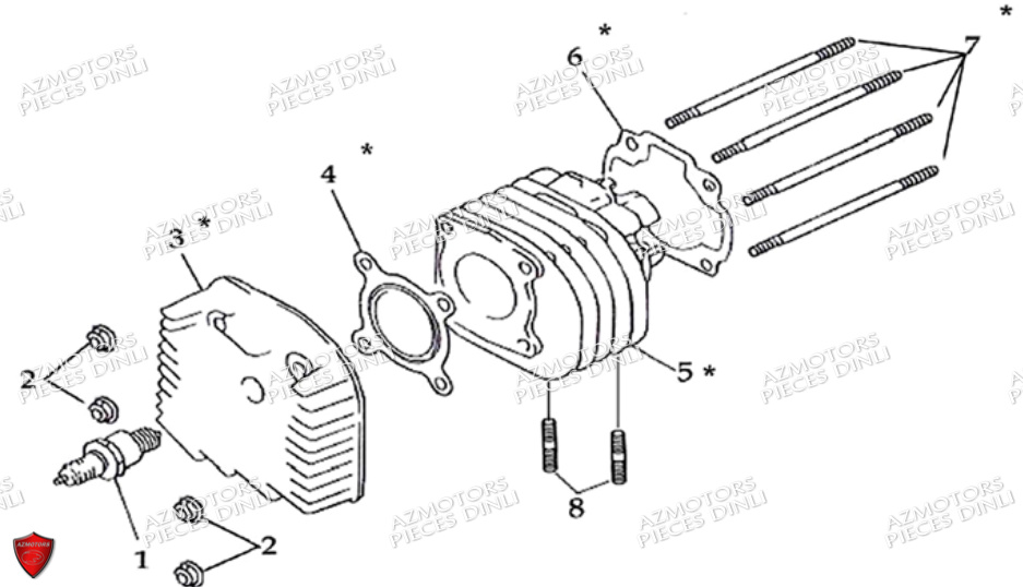 Ensemble Culasse Et Cylindre DINLI Pièces Quad DL601 100cc