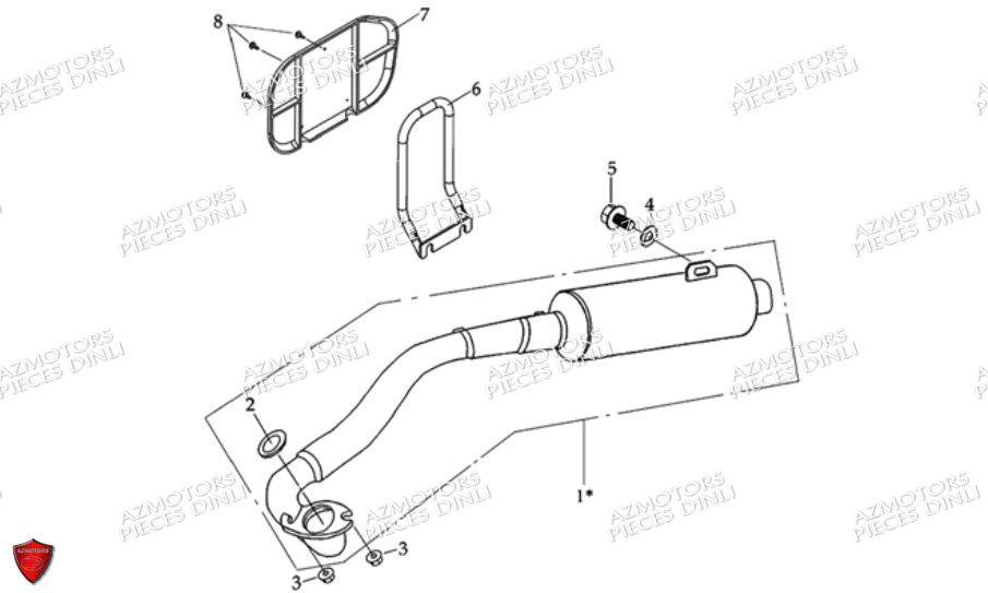 Ensemble Echappement DINLI Pièces Quad DL601 100cc
