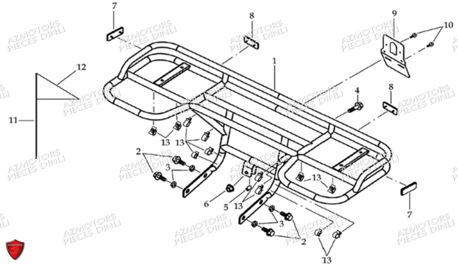 PORTE-BAGAGES-ARRIERE-SUPPORT-ATTELAGE DINLI Pièces Quad DL601 100cc