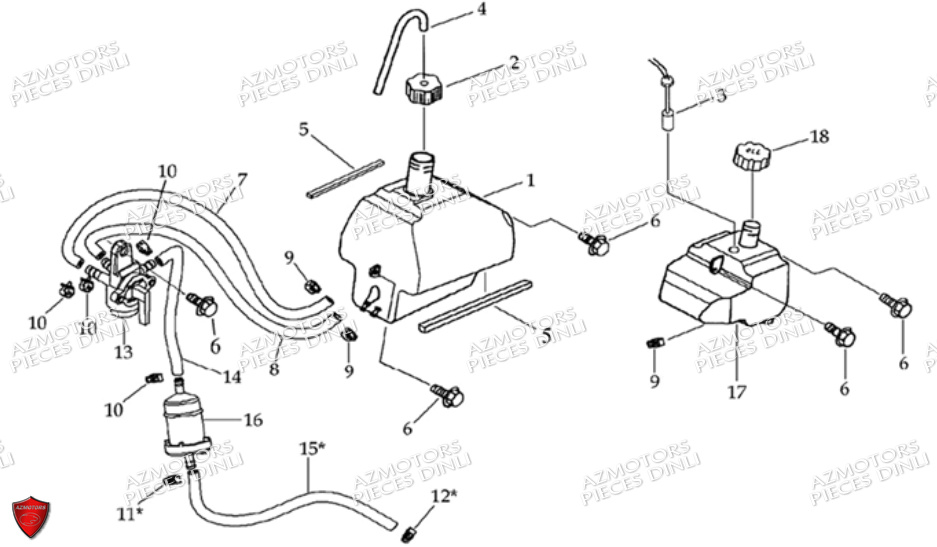 Reservoir Carburant Et D Huile DINLI Pièces Quad DL601 100cc