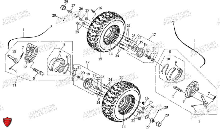 Roues Avant 7 DINLI Pièces Quad DL601 100cc