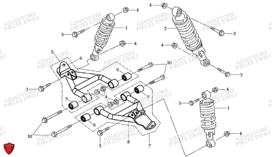 Suspensions DINLI Pièces Quad DL601 100cc