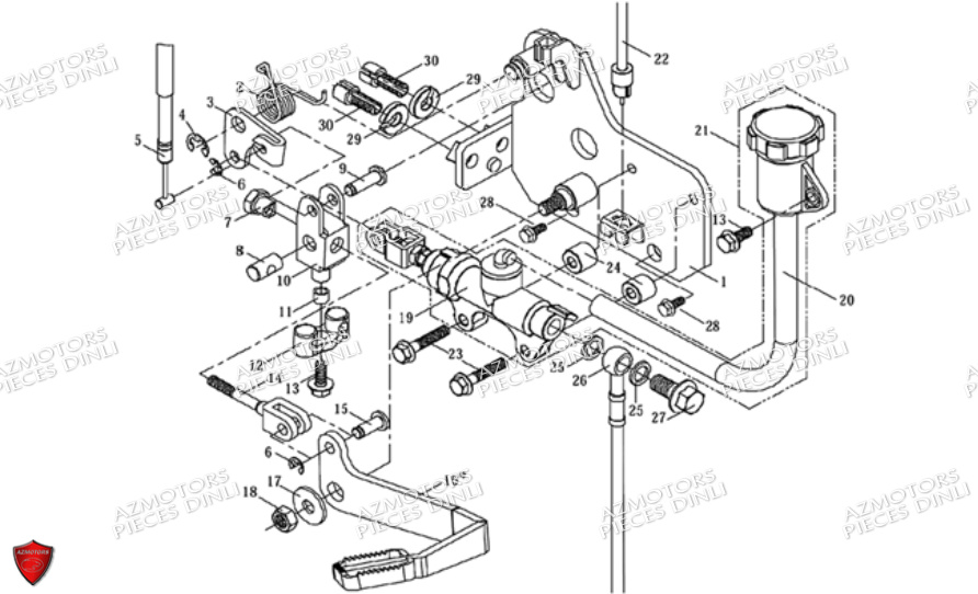 SYSTEME-PEDALE-DE-FREIN DINLI Pièces Quad DL601 100cc