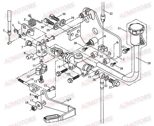 SYSTEME PEDALE DE FREIN AZMOTORS DL601 100CC