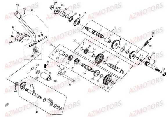BOITE  VITESSE AV AR 1 FOURCHETTE AZMOTORS DL601