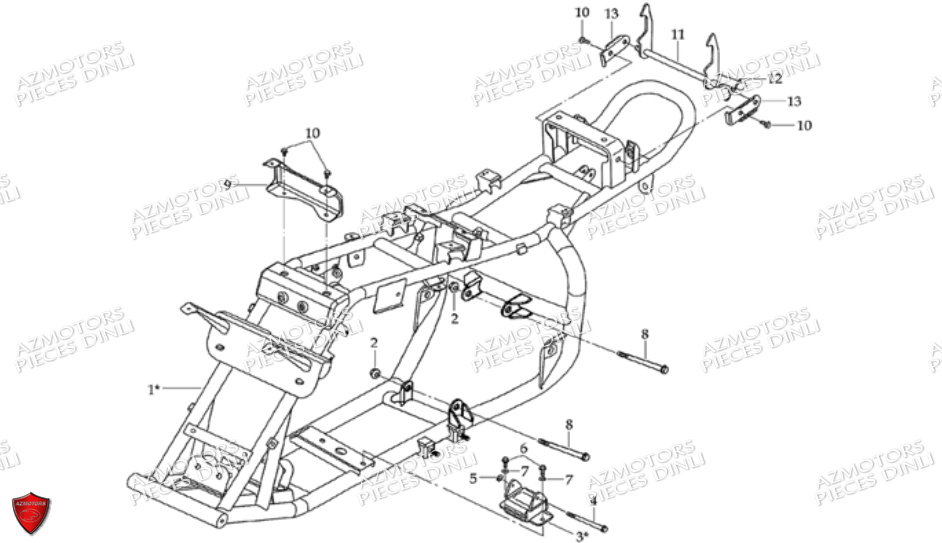 Cadre DINLI Pièces Quad DL601 50cc