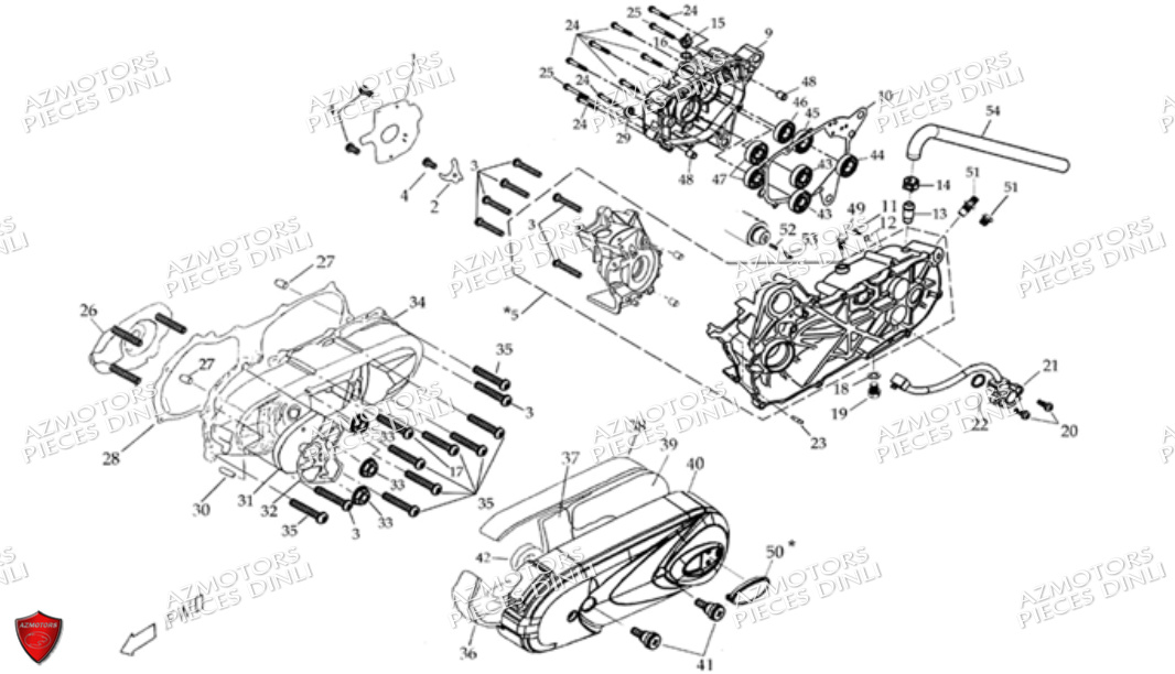 Carter Bas Moteur Pour Marche Avant Et Arriere DINLI Pièces Quad DL601 50cc