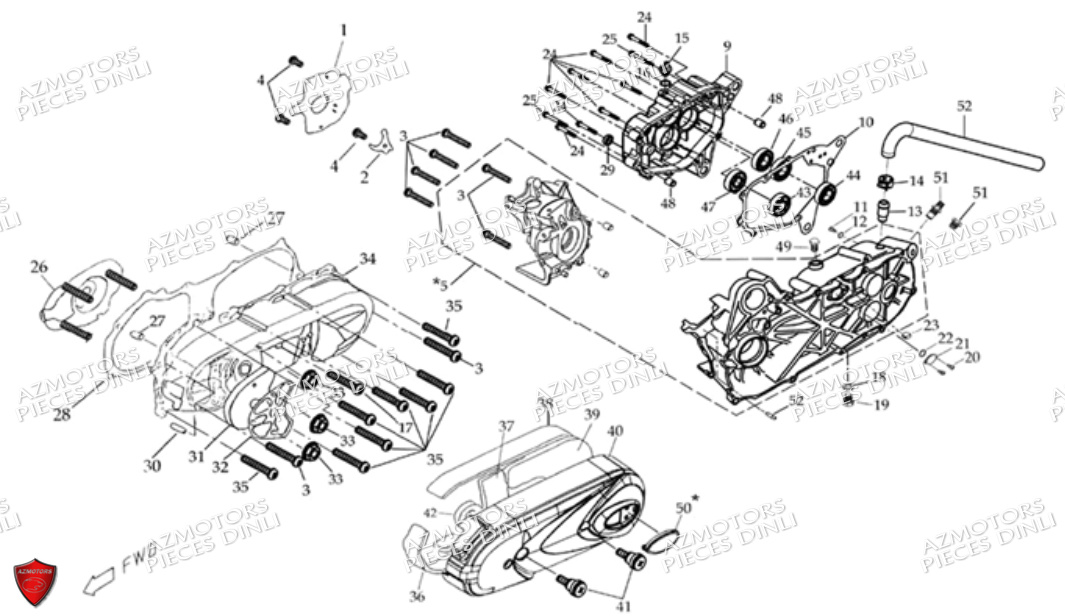 CARTER BAS MOTEUR POUR MARCHE AVANT SEULEMENT DINLI DL601