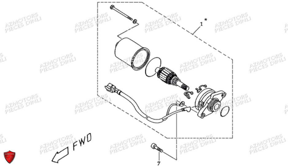 Ensemble Demarreur DINLI Pièces Quad DL601 50cc