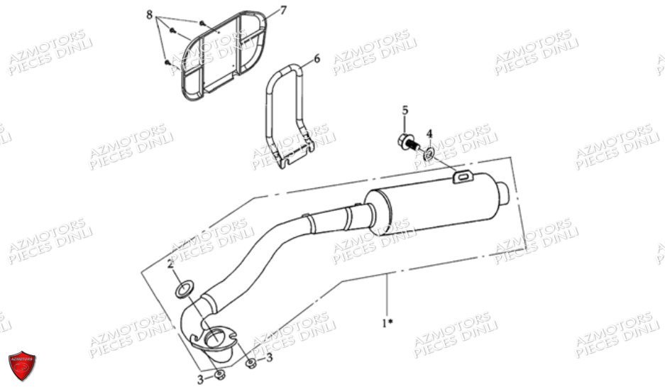 Ensemble Echappement DINLI Pièces Quad DL601 50cc