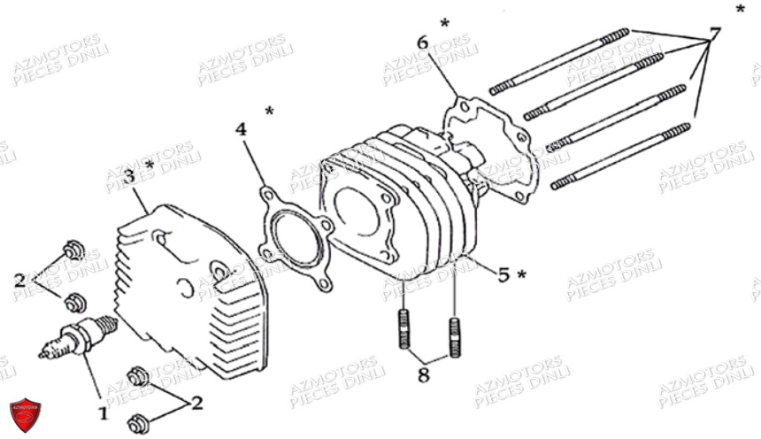 Ensemble Culasse Et Cylindre DINLI Pièces Quad DL601 50cc