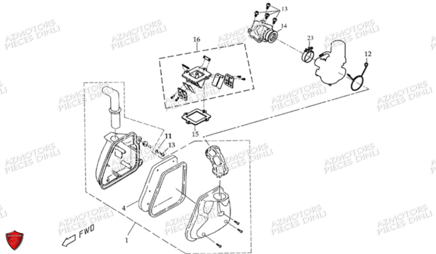 Ensemble Filtre A Air Pipe D Admission DINLI Pièces Quad DL601 50cc