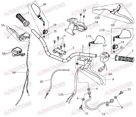 GUIDON ET POIGNEES AZMOTORS DL601