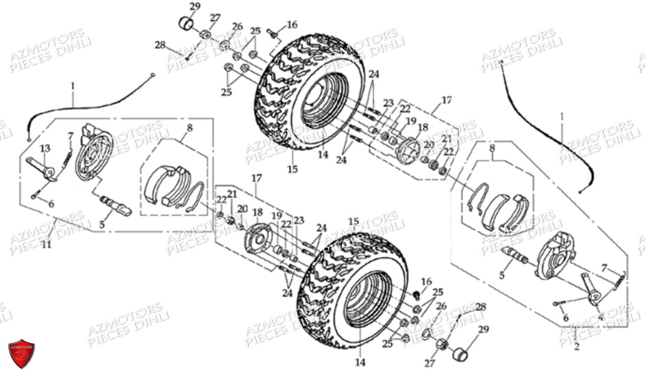 Roues Avant 7 DINLI Pièces Quad DL601 50cc