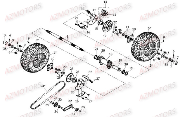 ROUES ARRIERE AZMOTORS DL601