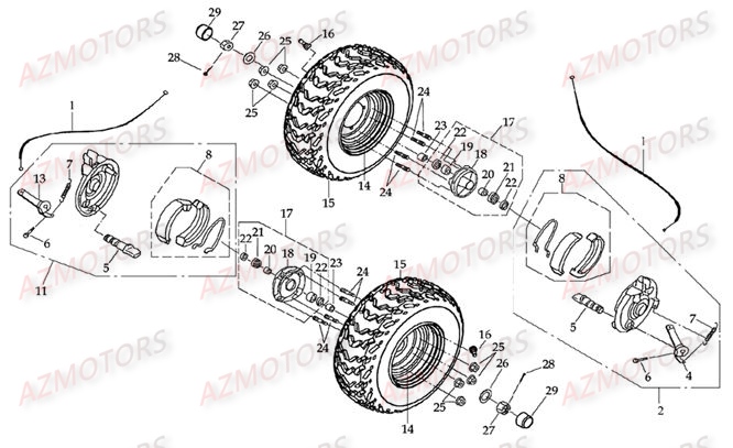 ROUES AVANT 7 POUCES AZMOTORS DL601
