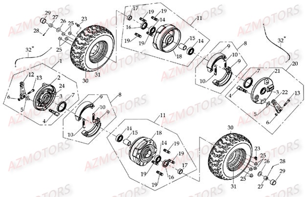 ROUES AVANT 8 POUCES AZMOTORS DL601