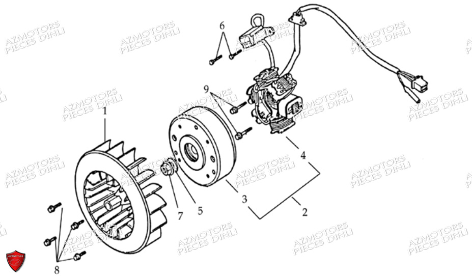 Alternateur DINLI Pièces Quad DL603-150cc