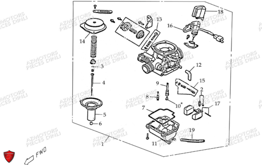 Carburateur DINLI Pièces Quad DL603-150cc