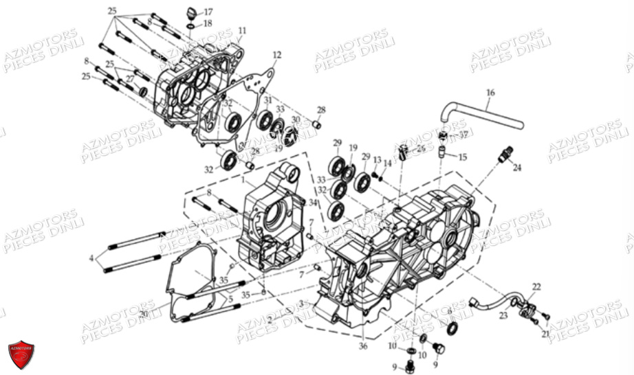 Carter Bas Moteur DINLI Pièces Quad DL603-150cc