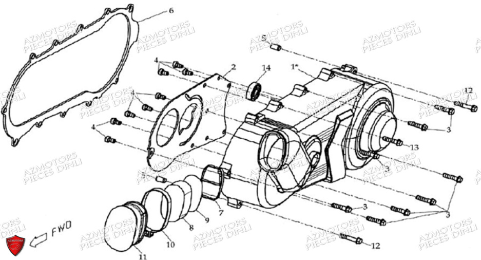 Carter D Embrayage Cote Gauche DINLI Pièces Quad DL603-150cc