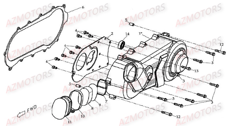 CARTER D EMBRAYAGE GAUCHE AZMOTORS DL603