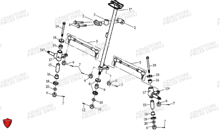 Direction DINLI Pièces Quad DL603-150cc