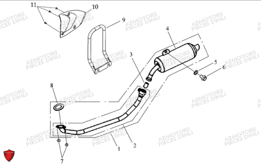 Echappement DINLI Pièces Quad DL603-150cc
